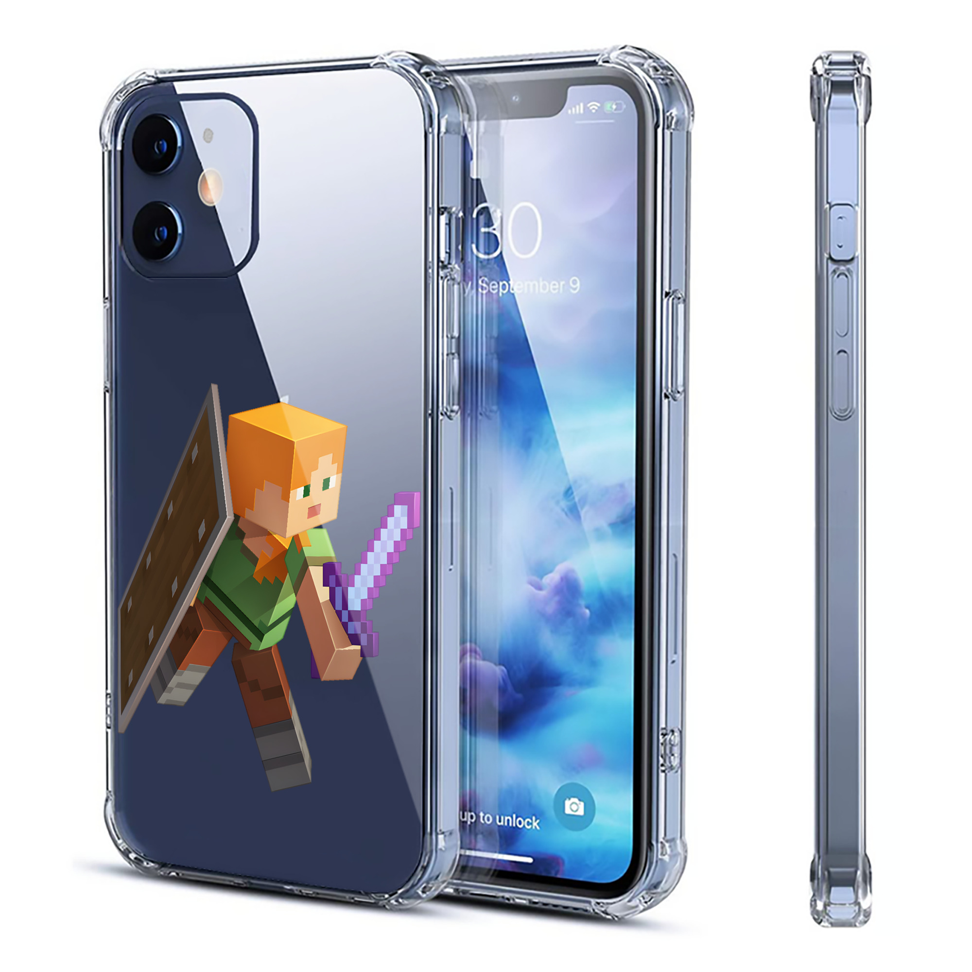 （画像用） マインクラフト ブロックの世界 Minecraft MC Block world 【iPhone 12シリーズ対応】透明スマホケース（クリアソフトケース）